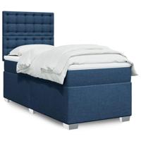 vidaXL Boxspring met matras stof blauw 100x200 cm, boxspring, ledikant, bedframe, bed, boxspring bed, bedbodem, seniorenbed, senioren bed