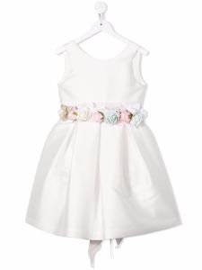 Mimilù robe à fleurs appliquées - Blanc