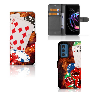 Motorola Edge 20 Pro Wallet Case met Pasjes Casino