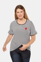 Ulla Popken T-shirt, slim fit, kralenhart, volantmouwen - Grote Maten