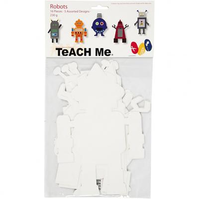 Creotime robots TeACH Me 22,5 - 24 cm karton wit 16 stuk Creotime robots TeACH Me 22,5 - 24 cm karton wit 16 stuk