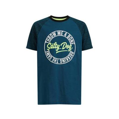 WE Fashion Salty Dog T-shirt met tekst petrol/groen/wit