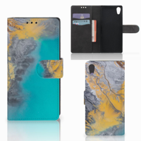 Sony Xperia XA1 Bookcase Marble Blue Gold