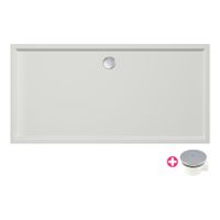 Douchebak Xenz Mariana | 180x90x4 cm | Incl.Afvoersifon-Chroom | Acryl | Rechthoekig | Wit mat