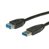 ROLINE USB 3.2 Gen 1 Kabel, type A-A, M/F, zwart, 1,8 m