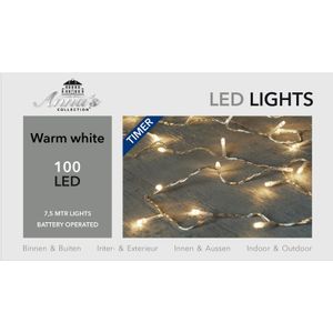 Kerstverlichting met timer 100 warm witte lampjes op batterijen