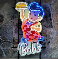 Bob&apos;s Big Boy Hamburger Neon Met Achterplaat L 50 x 85 cm - thumbnail