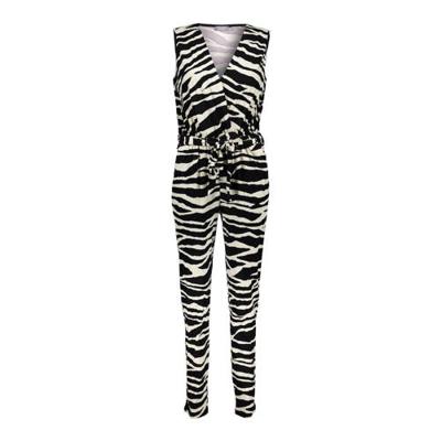 Geisha jumpsuit met all over print zwart/wit