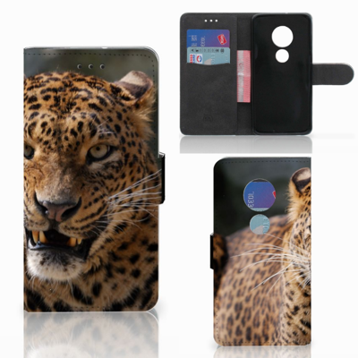 Motorola Moto G7 Play Telefoonhoesje met Pasjes Luipaard Motorola Moto G7 Play Telefoonhoesje met Pasjes Luipaard