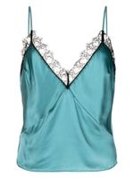 Kiki de Montparnasse lace-panel silk sleeveless top - Bleu