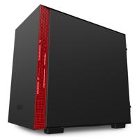 H210 - Minitowermodel - Mini-ITX - geen voeding (ATX) - gehard glas - USB-C - rood, zwart