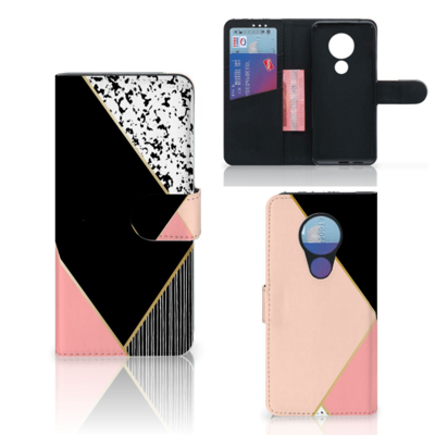 Nokia 7.2 | Nokia 6.2 Book Case Zwart Roze Vormen