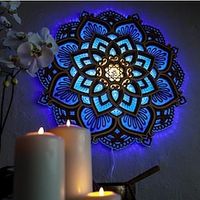 mandala nachtlampje houten decoratieve lamp yoga kamer led nachtlampje meerlaags laser gesneden gesneden licht muur decor voor thuis woonkamer slaapkamer ornament 1pc Lightinthebox