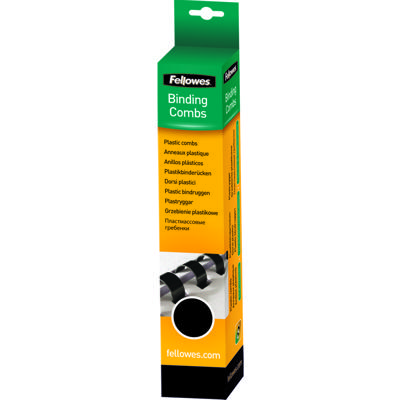Bindrug Fellowes 12mm 21rings A4 zwart 25stuks Bindrug Fellowes 12mm 21rings A4 zwart 25stuks