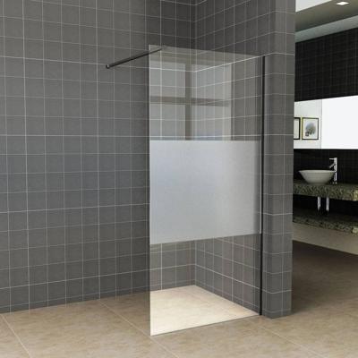 Inloopdouche 120x200cm Antikalk Helder/Mat Glas 8mm Mat Zwart Veiligheidsglas