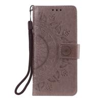 Shop4 - Samsung Galaxy A12 Hoesje - Wallet Case Mandala Patroon Grijs