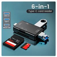 OTG- Sd Tf Card Reader - 480Mbps - High-Speed Transmissie Adapter - Usb Flash Drive Adapter - Type C - Usb 2.0 micro Usb Kaartlezer - zwart - thumbnail