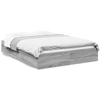 vidaXL Bedframe met lades bewerkt hout grijs sonoma eiken 160x200 cm, bed, bed ombouw, 2 persoonsbed, bedbodem, slaapkamermeubel, tweepersoonsbed