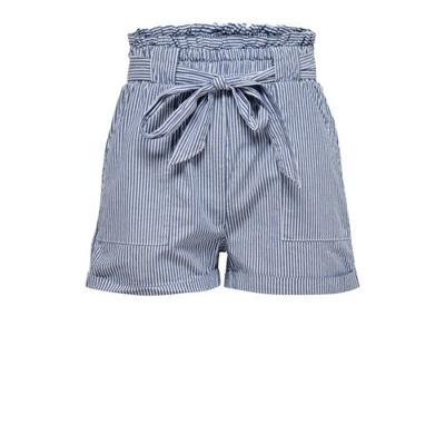 ONLY gestreepte high waist straight fit short ONLSMILLA blauw/wit ONLY gestreepte high waist straight fit short ONLSMILLA blauw/wit