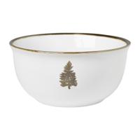 Schaaltje met gouden kerstboom - wit - ø13.5x6.5 cm