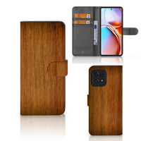 Motorola Edge 40 Pro Book Style Case Donker Hout - thumbnail