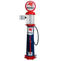 American Mobilgas 6 Gallon Benzinepomp - Rood & Blauw - Reproductie - thumbnail