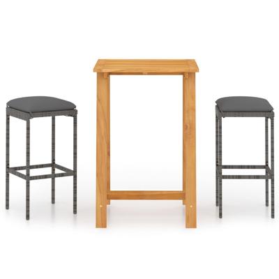 vidaXL 3-delige Tuinbarset met kussens grijs vidaXL 3-delige Tuinbarset met kussens grijs