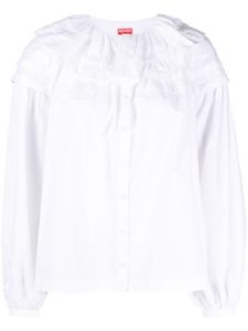 Kenzo chemise en coton à col volanté - Blanc