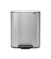 Brabantia Bo Prullenbak, Kunststof Binnenemmer, Matt Steel Fingerprint Proof, 1 binnenemmer (60L)