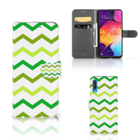 Samsung Galaxy A50 Telefoon Hoesje Zigzag Groen - thumbnail