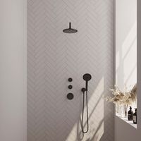 Brauer Black Edition complete inbouw regendouche met 3 standen handdouche, gebogen wandarm en hoofddouche 20cm set 9 zwart mat