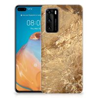 Huawei P40 TPU Siliconen Hoesje Marmer Creme