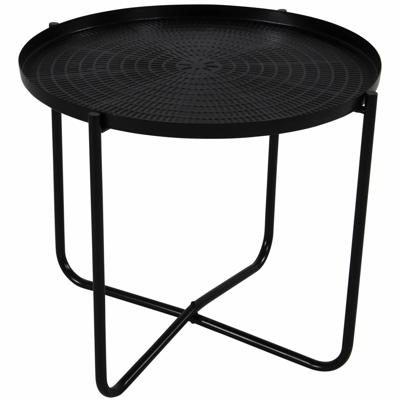 Zwarten ronde plantentafel/plantenstandaard/bijzettafel/oppottafel 35 cm - Bijzettafels