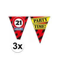 3x Versiering 21 jaar slingers 10 meter   -