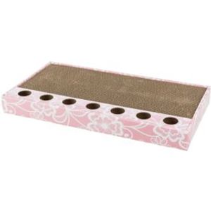 TRIXIE KRABPLANK KARTON MET BALLETJES ROZE 48X25 CM