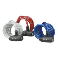 Masterlock Keyed self coiling cable 1.80m x Ø 8mm w/ 2 keysvinyl cover - colours - 8127EURDPRO