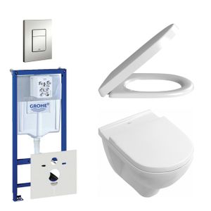 Villeroy & Boch O.Novo toiletset - inclusief inbouwreservoir - softclose & quickrelease zitting - bedieningsplaat verticaal/horizontaal chroom mat 0720002/0729205/0124162/0124182/