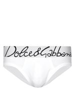 Dolce & Gabbana slip en coton stretch à taille logo - Blanc