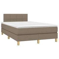 vidaXL Boxspring met matras stof taupe 120x190 cm, bed, boxspringbed, tweepersoonsbed, slaapmeubel, boxspring bed, bed met matras, bedframe, ledikant