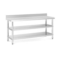 Royal Catering RCAT-180/60-SPS3SH roestvrijstalen tafel met opstand 180 x 60 x 16,5 cm 226 kg 2 planken roestvrijstalen werktafel