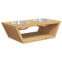 VidaXL Verhoogde Hondenvoerbak Standaard 35,5x18x10,5 cm Bamboe - Hondenbak Voor Voer en Water