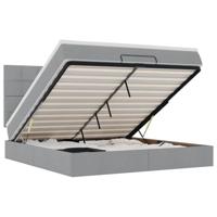 vidaXL Ottoman bed met matras en LED's 180x200cm stof lichtgrijs, bedframe, ottoman bedframe, bedframe met opbergruimte onder het bed, bedframe met opbergruimte