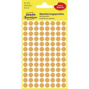 Avery-Zweckform 3178 Etiketten Ø 8 mm Papier Feloranje 416 stuk(s) Permanent hechtend Etiketten voor markeringspunten