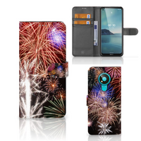 Nokia 3.4 Wallet Case met Pasjes Vuurwerk - thumbnail