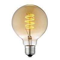 Edison Vintage LED filament lichtbron Globe - Amber - G95 Spiraal - Retro LED lamp - 9.5/9.5/13.5cm - geschikt voor E27 fitting - Dimbaar - 4W 280lm 2700K - warm wit licht