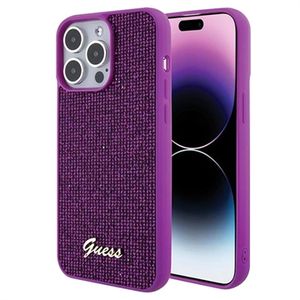 iPhone 15 Pro Max Guess Disco Metal Script Logo Cover - Fuchsia