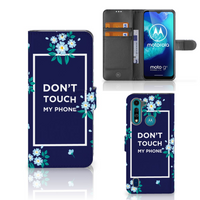 Motorola G8 Power Lite Portemonnee Hoesje Flowers Blue DTMP