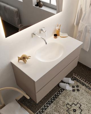 Mondiaz Vica 100cm badmeubel smoke 2 lades wastafel Moon midden zonder kraangat Mondiaz Vica 100cm badmeubel smoke 2 lades wastafel Moon midden zonder kraangat