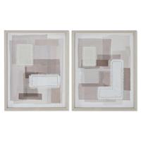 Home ESPRIT Modern abstract canvas, beige, grijs, 40 x 2,5 x 50 cm (2 stuks)