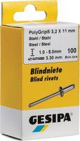 Gesipa Blindklinknagel | klinknagelschacht d x l 4,8 x 15 mm | staal / staal | 50 stuks - 1464885 1464885